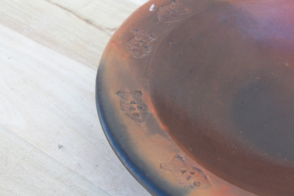French Fish Engraved Clay Bowl