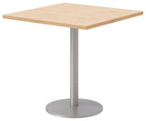 30" Square Pedestal Table - Maple Top - Silver Base