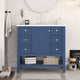 36 Inch Freestanding Bathroom Vanity Set in Blue with Drawers and Ceramic Sink, Blue