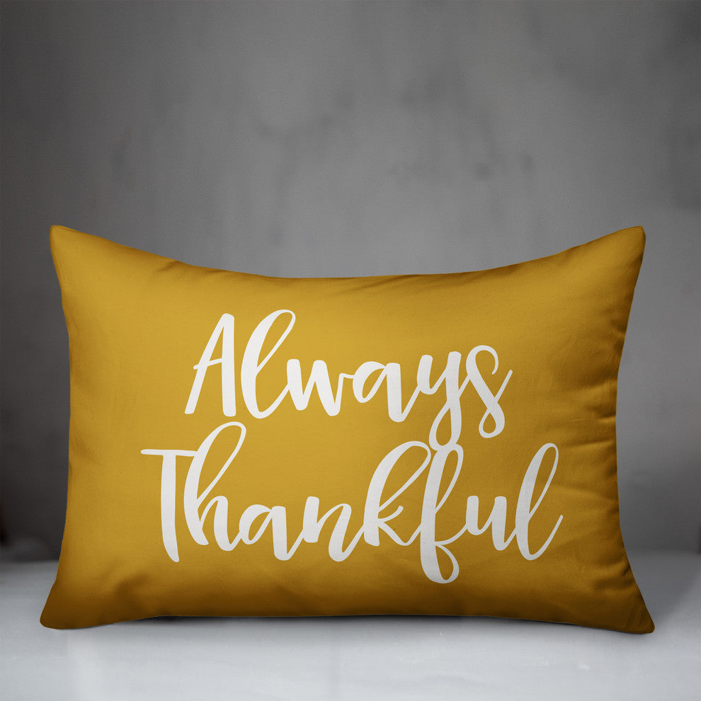 Always Thankful Lumbar Pillow, Mustard, 14"x20"