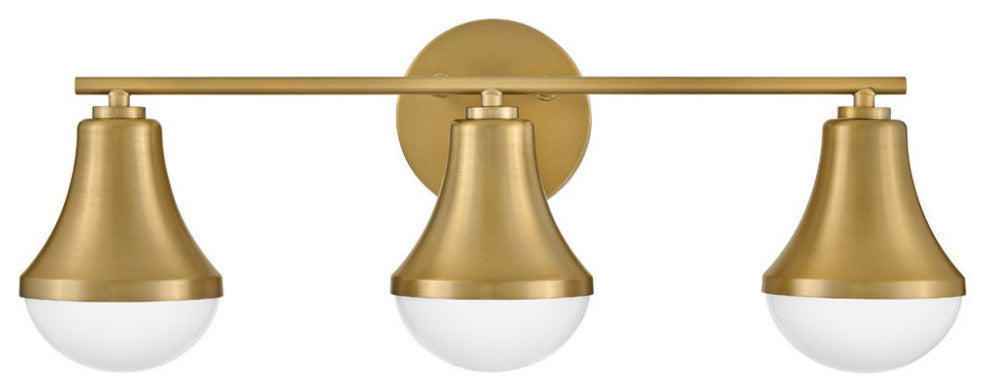 Lark Haddie 24" Modern Three-Light Bath Vanity, Lacquered Brass