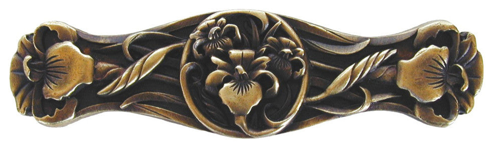 River Irises Pull Antique Brass, Antique Brass