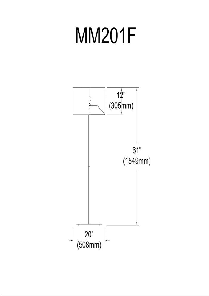 1 Light Square Floor Lamp w/ Black Shade