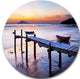 Old Wooden Pier At Sunset, Seascape Photo Round Wall Art, 11"