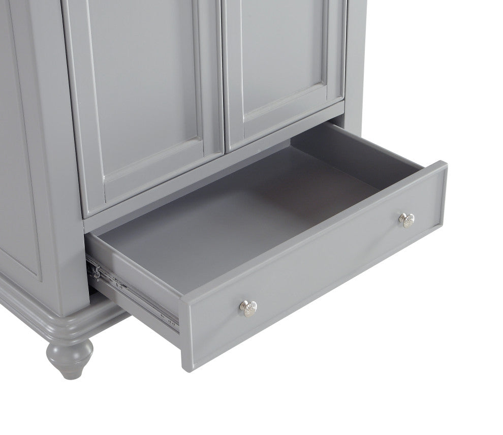 30" Single Bathroom Vanity, Light Grey With Ivory White Engineered Marble