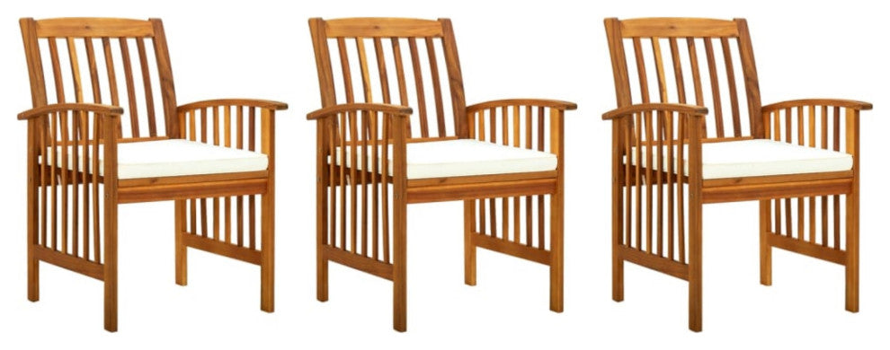 Vidaxl Garden Dining Chairs 3-Piece Set With Cushions Solid Acacia Wood