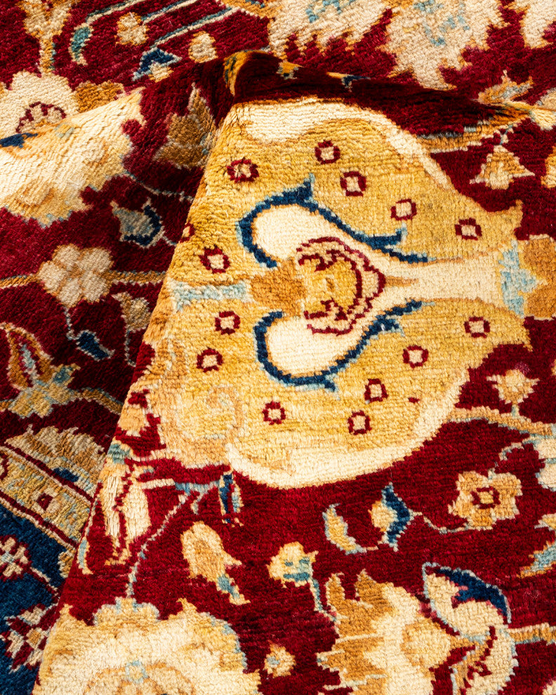 Ottoman, One-of-a-Kind Handmade Area Rug Red, 6' 1" x 9' 2"
