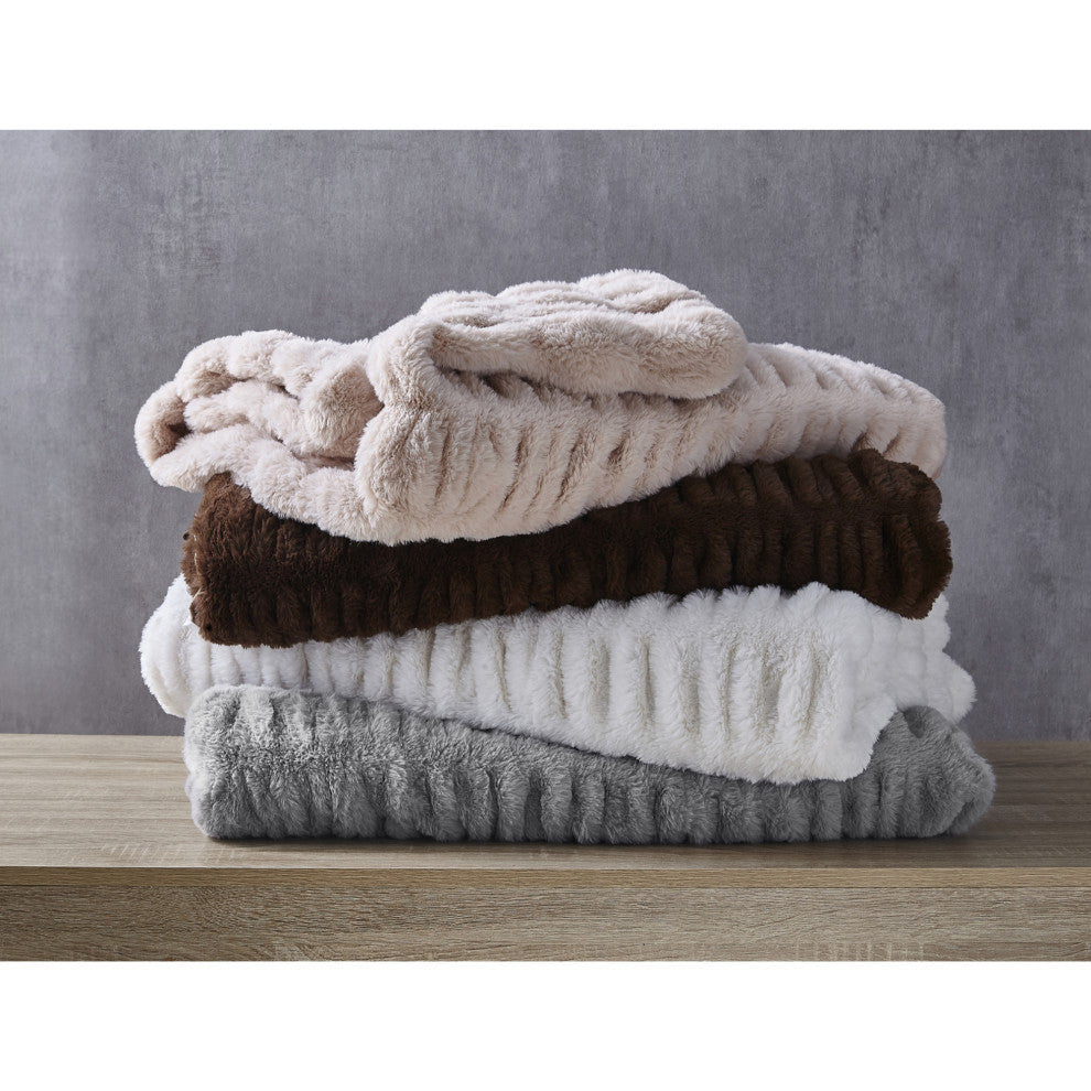 Inspired Home Lev Throw Silky Ruched, Polyester 50"x60", Blush