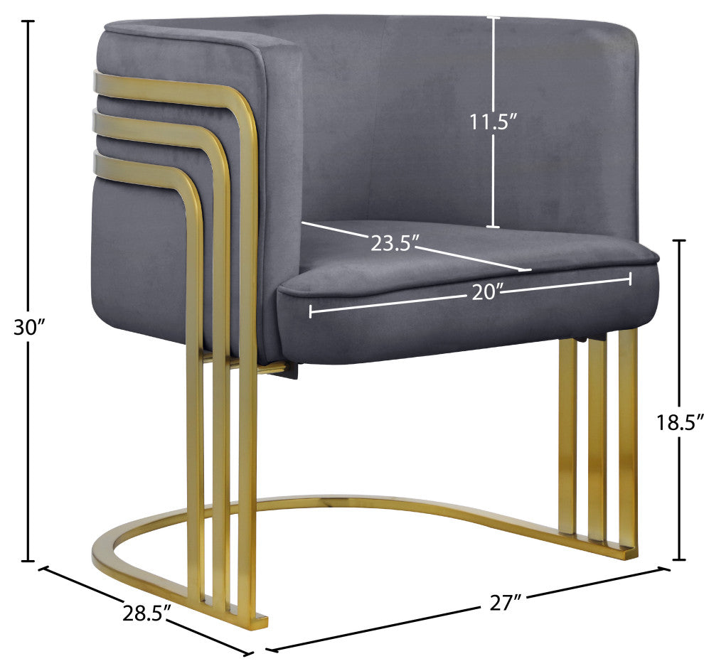 Rays Velvet Upholstered Accent Chair, Gray