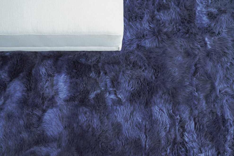 Sheepskin Shag Wool Indigo Area Rug