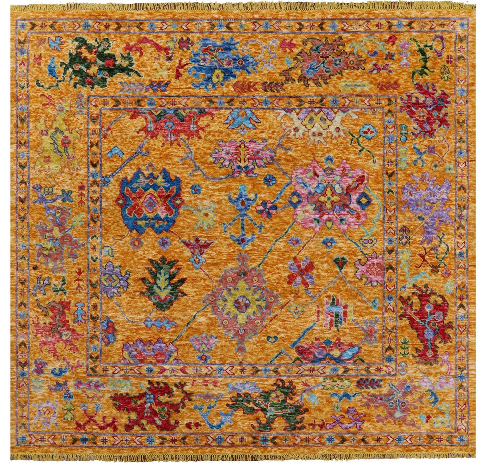 8' Square Turkish Oushak Handmade Wool Rug - Q16061