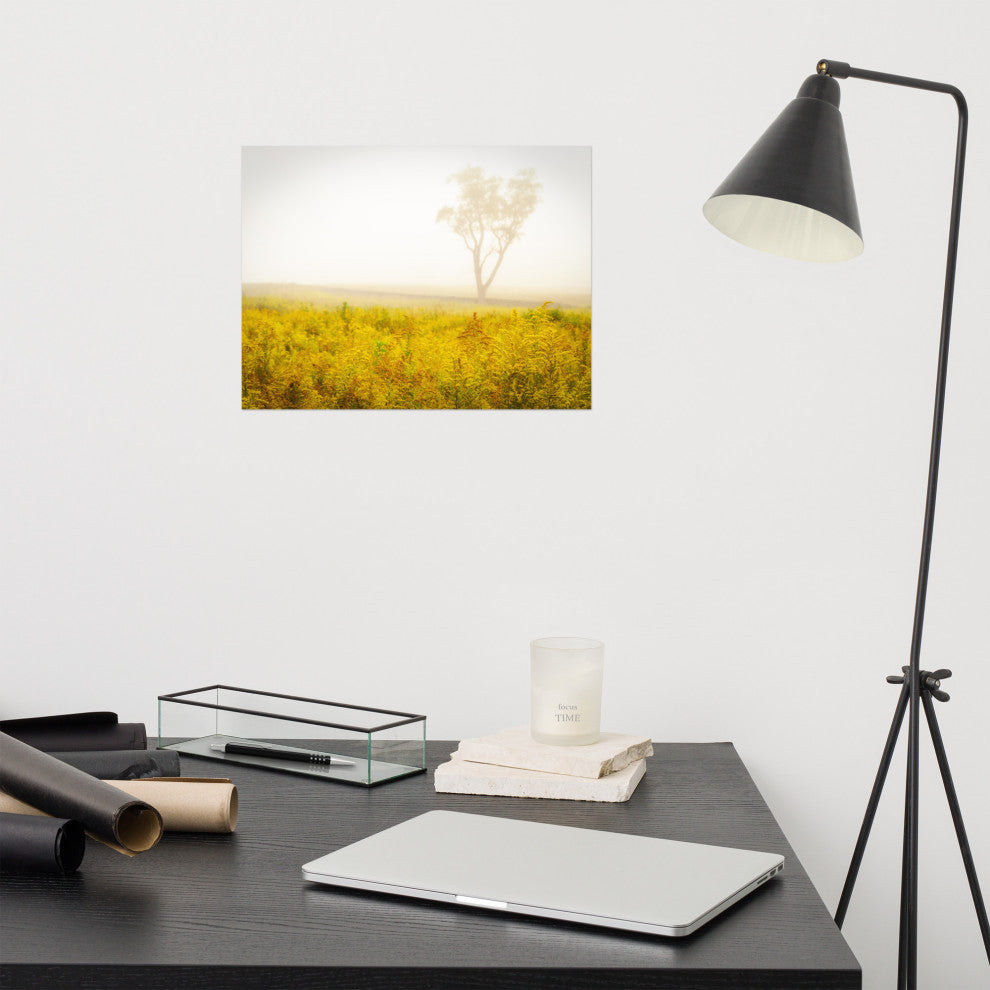 Dreams of Goldenrod and Fog Landscape Photo Unframed Wall Art Print, 12" X 16"