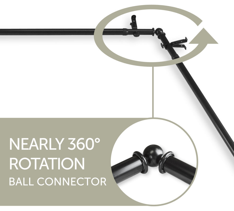 Magnolia 13/16" 4-Sided Bay Window Curtain Rod, Black