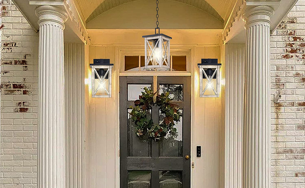 Outdoor Porch Light Dusk to Dawn Lighting Fixture Aluminum Farmhouse Lantern