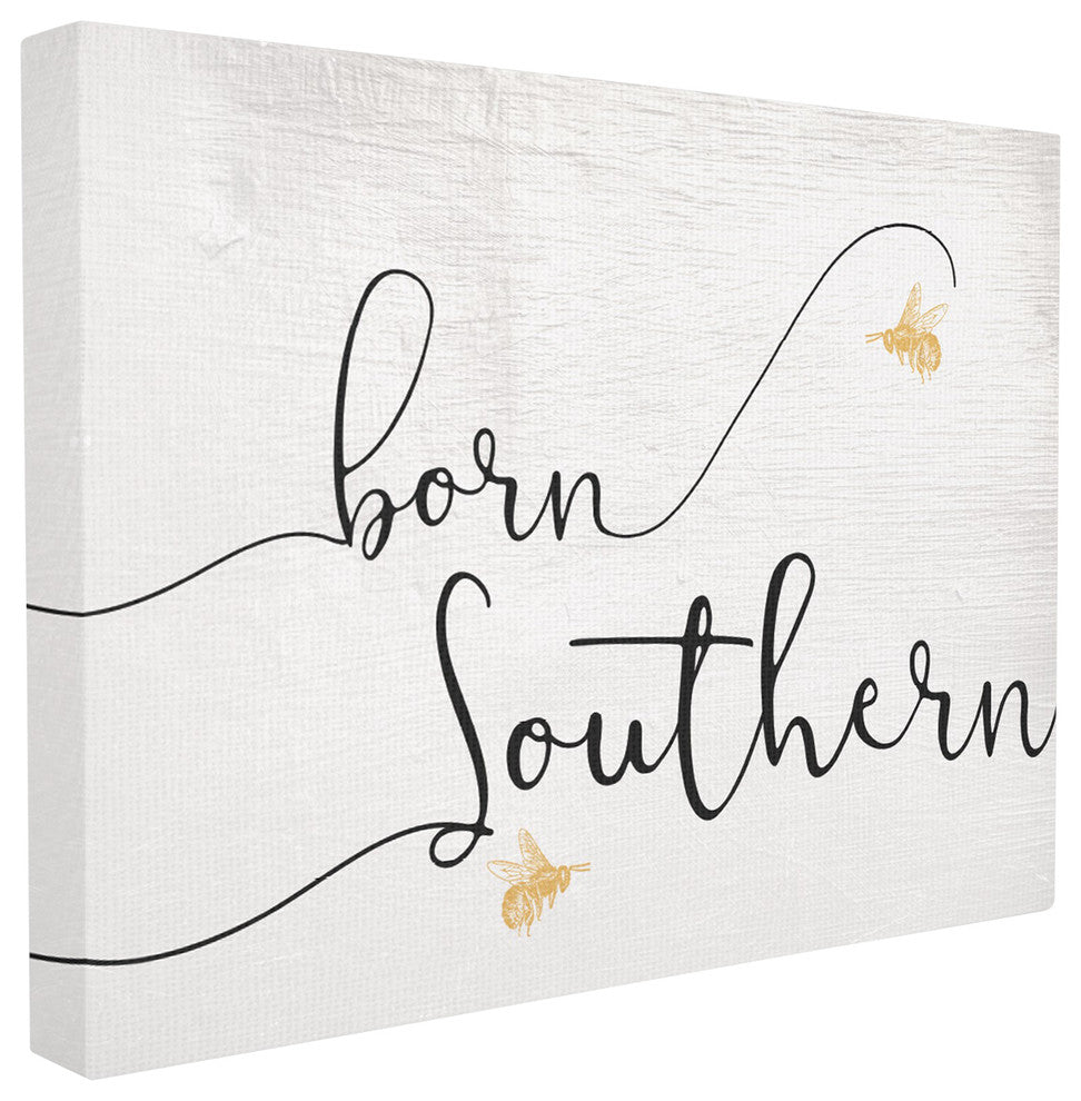 Born Southern Yellow Bees Script Typography XXL Canvas Wall Art, 30"x40"