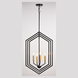 Vaxcel Lighting P0388 Riley 4 Light 18"W Pendant - Black / Satin Brass