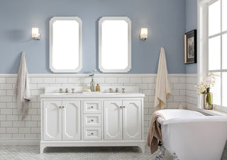 60" Wide Pure White Double Sink Quartz Carrara Bathroom Vanity