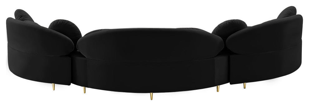 Vivacious Velvet Upholstered 3-Piece Sectional, Black