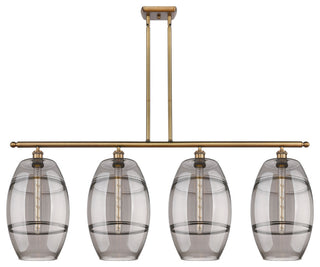 Ballston-Vaz 4-Light 49" Stem Island Light, Brushed Brass, Light Smoke
