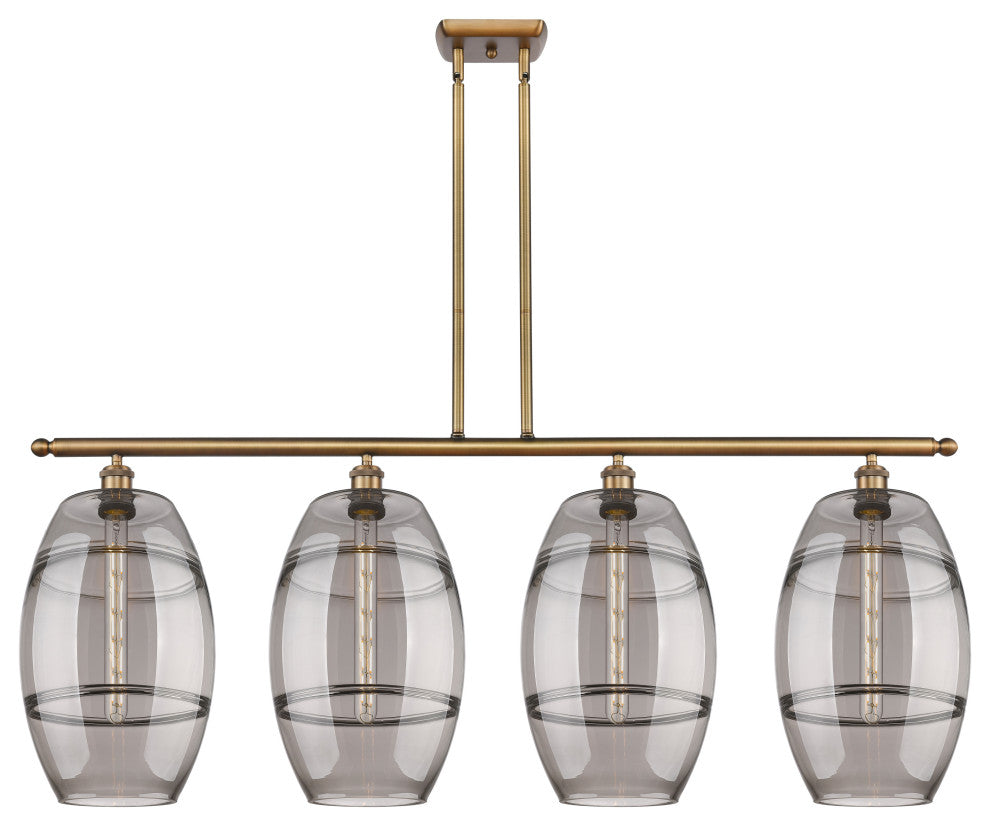 Ballston-Vaz 4-Light 49" Stem Island Light, Brushed Brass, Light Smoke