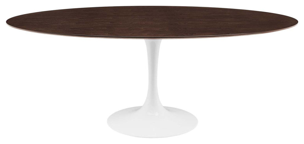 78" Dining Table, Oval, White Walnut, Metal, Modern, Bistro Hospitality