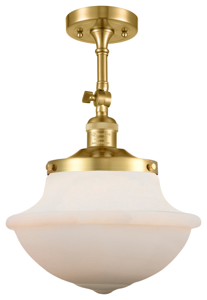 Oxford Semi-Flush Mount, Satin Gold, Matte White