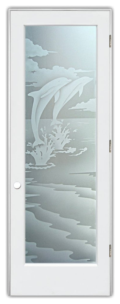 Interior Prehung Door or Interior Slab Door - Dolphins Leaping - Primed -...