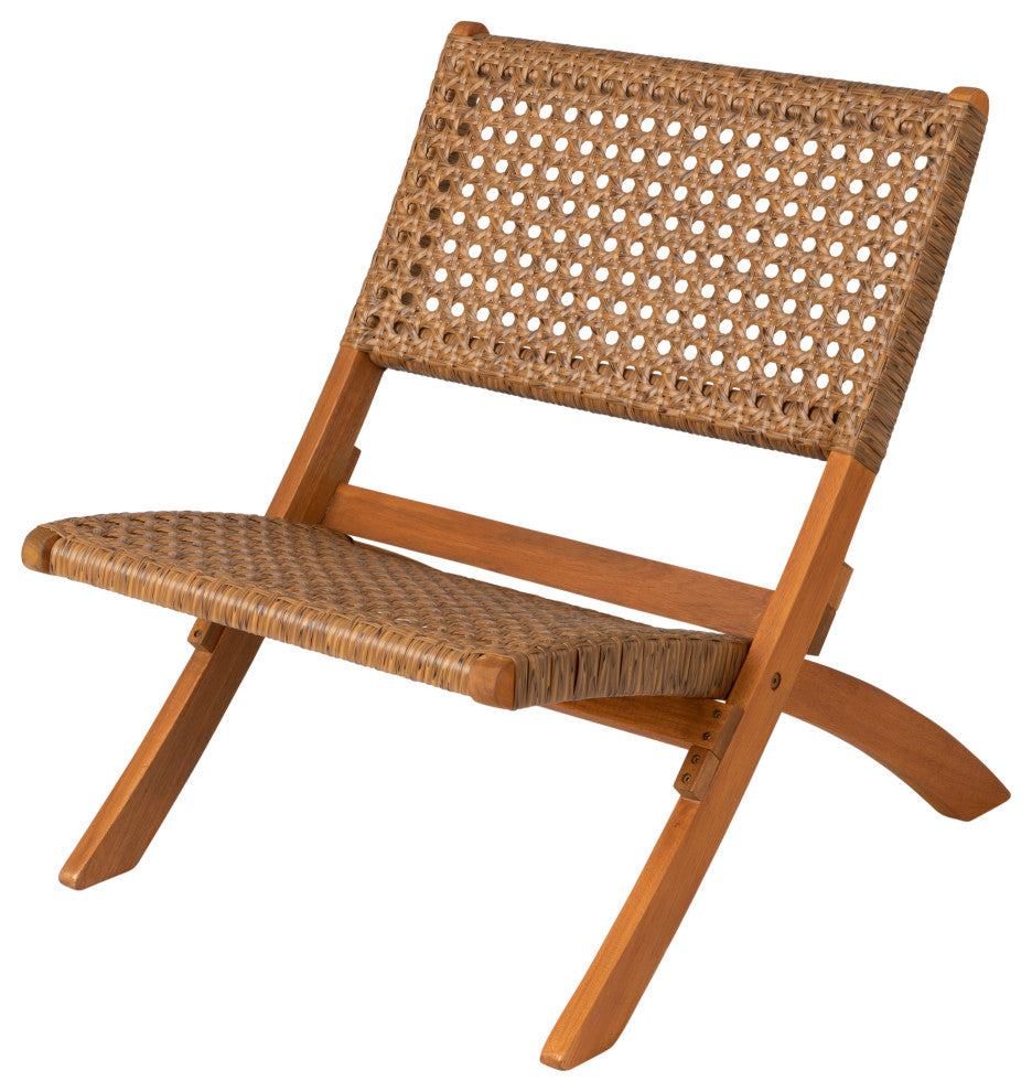 Sava Indoor-Outdoor Folding Chair in Tan Wicker