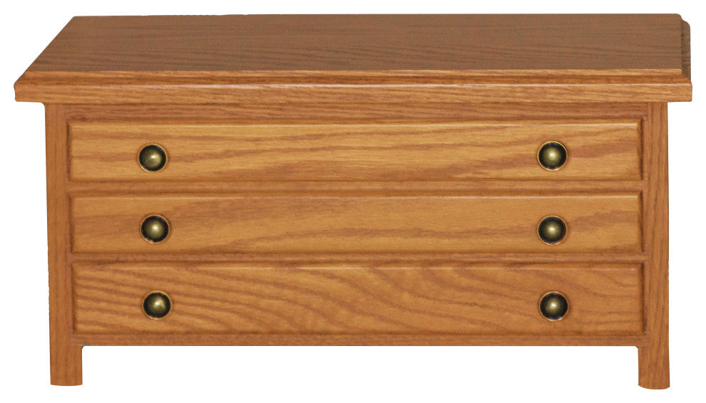 Amish Made Oak Jewelry Chest, Seely Stain, 3-Drawer