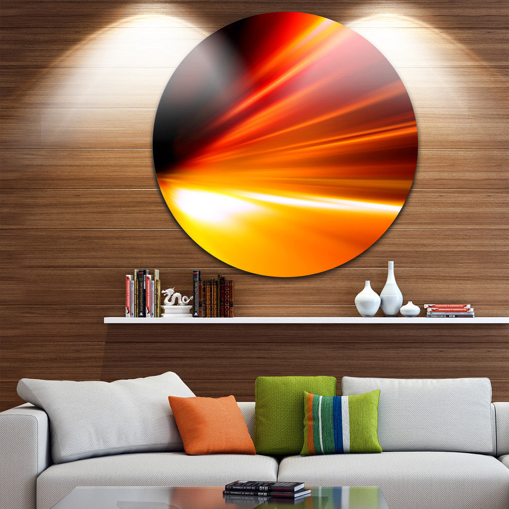 Night Road Traffic Trail, Abstract Digital Art Disc Metal Wall Art, 36"