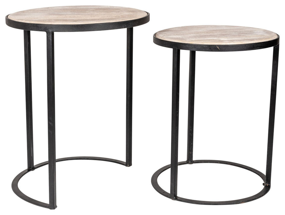 East at Main Mango Wood and Black Iron Nesting Tables (Set of 2)