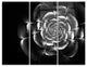 "Fractal Silver Rose in Dark" Metal Wall Art, 3 Panels, 36"x28"