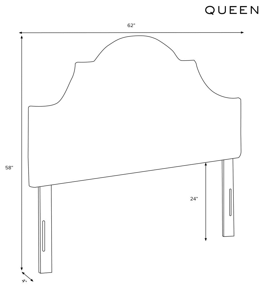 High Arched Headboard With Border, Velvet Berry, Queen