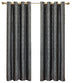 Laguna 100% Polyester Jacquard Grommet Curtains, Set of 2, Steel, 104"x84"