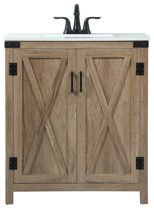 Home Living 19" Farmhouse Natural Oak-Light Bathroom Vanity