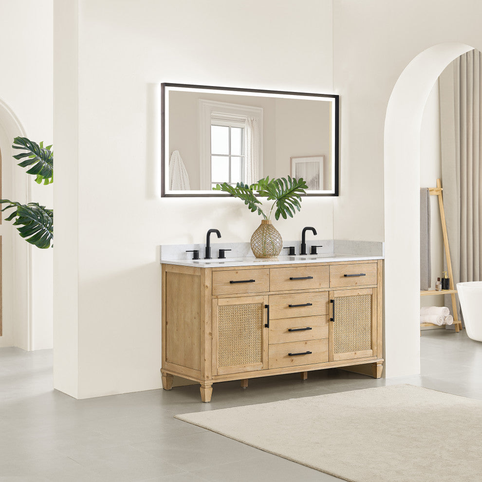 Altair Salome Bathroom Vanity, Weathered Fir, 60", No Mirror