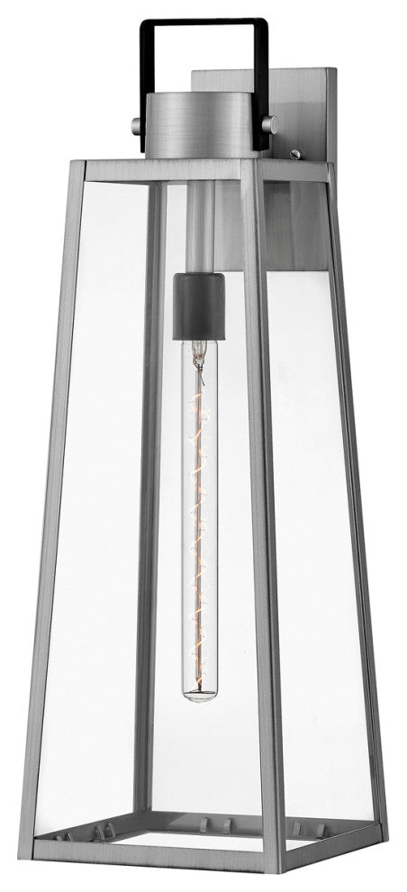 Lark Hugh 25" L Outdoor Wall Mount Lantern, Antique Brushed Aluminum + Black