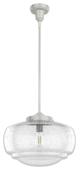 Hunter 16" Saddle Creek Brushed Nickel 1-Light Seeded Glass Pendant Fixture