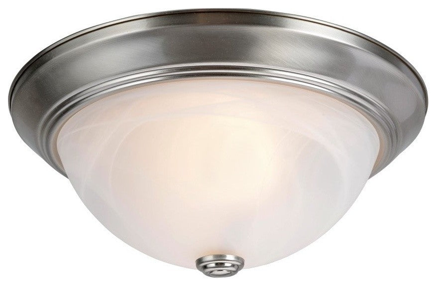 63014-1 2-Light Flush Mount Ceiling Light Fixture, Brushed Nickel 13" Diameter