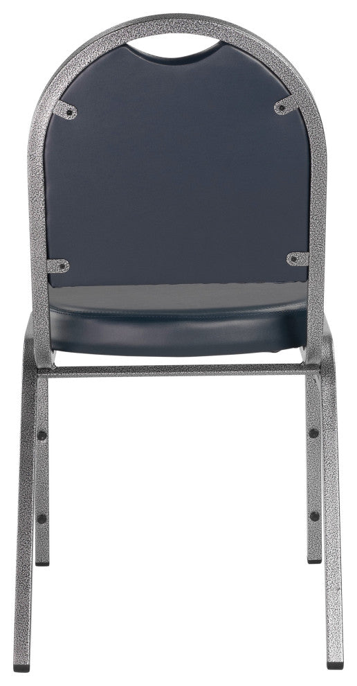 NPS 9200 Vinyl Stack Chair, Midnight Blue Seat/ Silvervein Frame