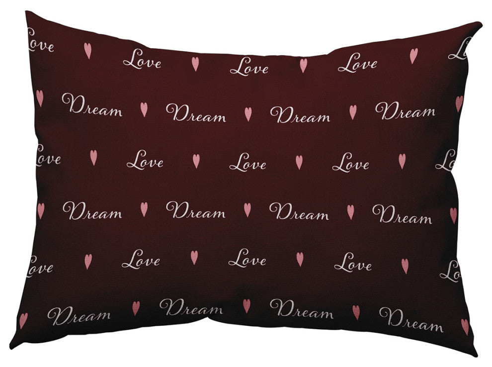 Love Dream Decorative Throw Pillow, Burgandy, 14"x20"