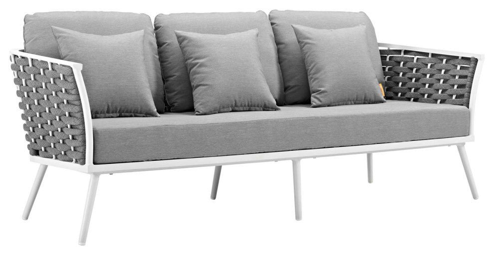 White Gray Stance 5 Piece Outdoor Patio Aluminum Sectional Sofa Set