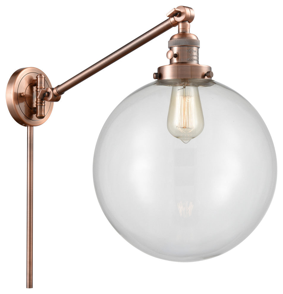Beacon Swing Arm With Switch, Antique Copper, Clear, Clear