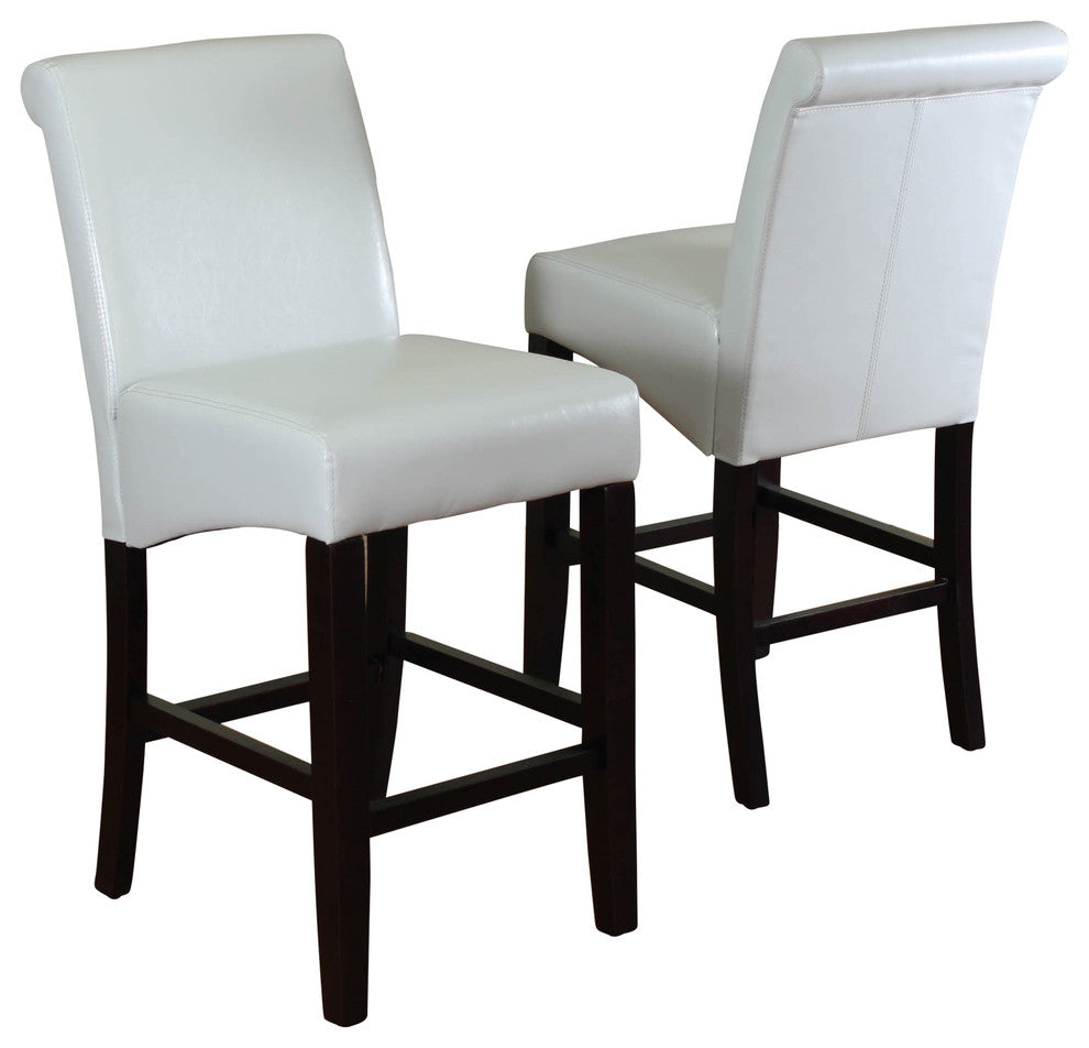 Milan Faux Leather Counter Stools, Set of 2, Cloud Gray