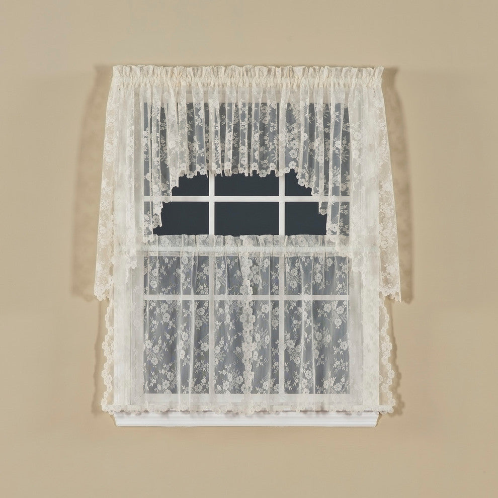 Saturday Knight Petite Fleur 78X30 Swag Valance in Ivory