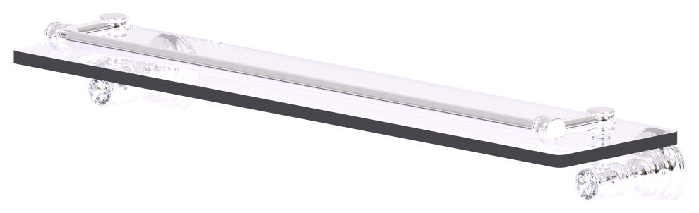 Allied Brass Carolina Crystal 22" Glass Shelf With Gallery Rail, Polished Chrome