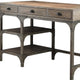 47"x24"x29" Weathered Oak and Antique Silver Desk