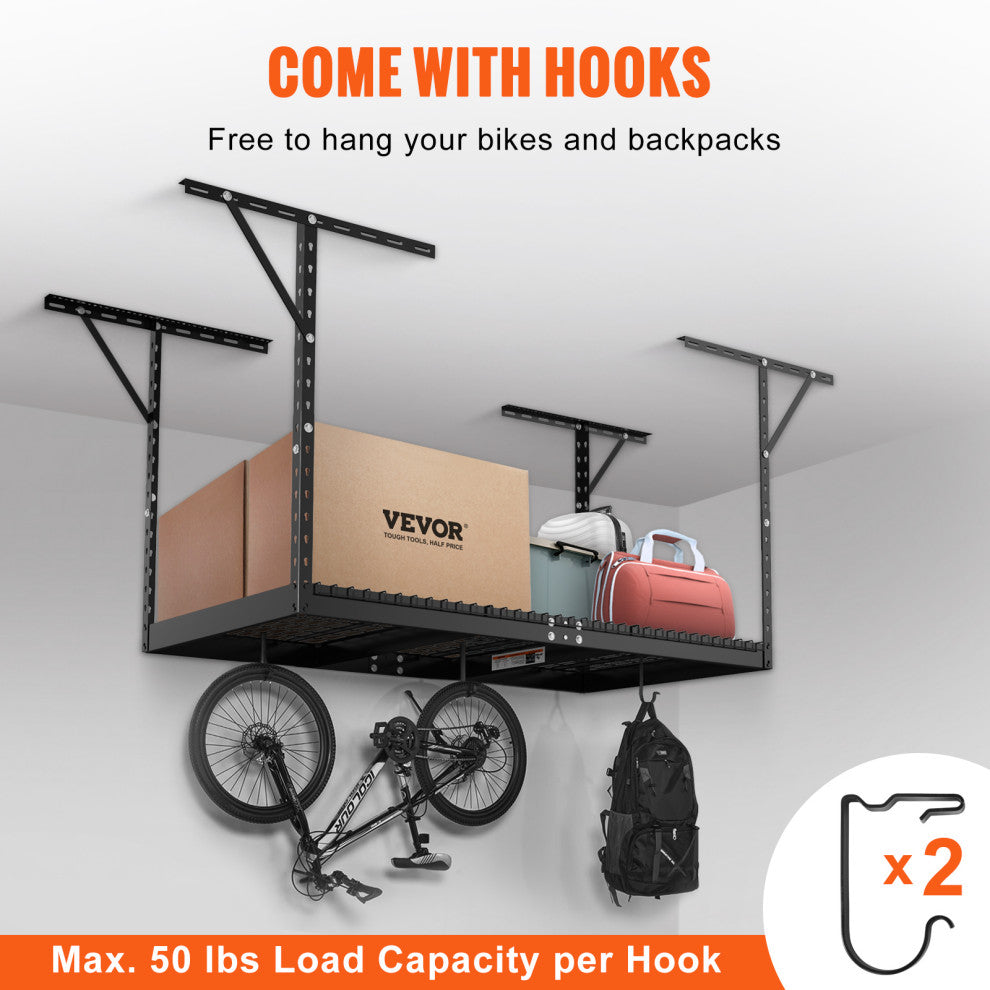 VEVOR Overhead Adjustable Garage Storage Rack 36x72in Ceiling Rack 550lbs Black