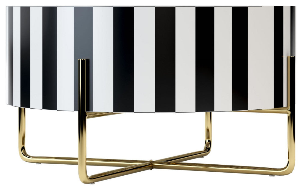 Coffee Table, Round, Metal Iron, Black, White, Gold, Lounge Lobby Hospitality