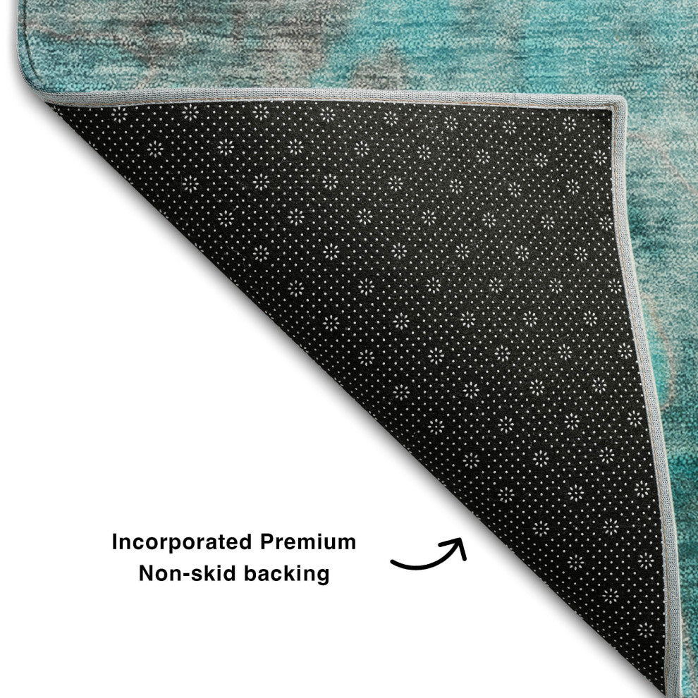 Premium Machine Washable Mayfield AMF562 Teal 1'8" x 2'6" Rug